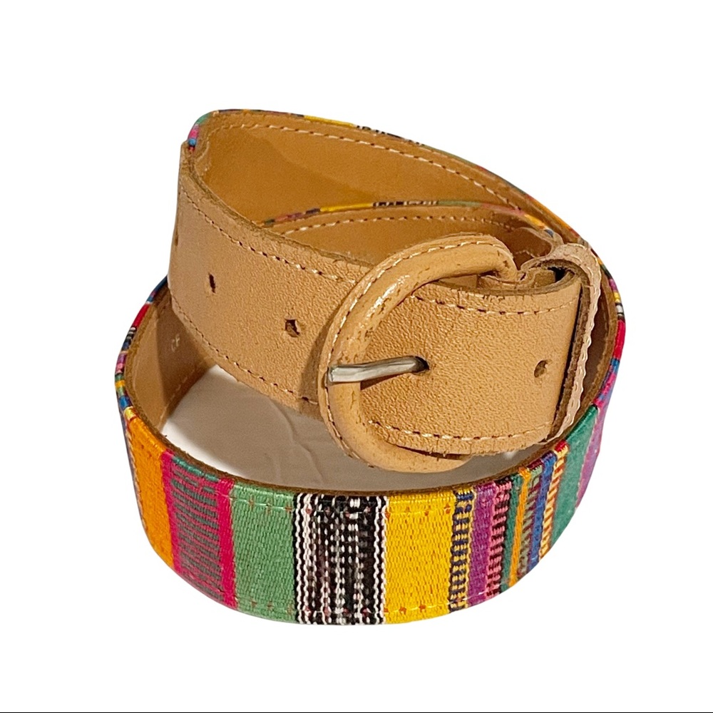 Womens Size Small‎ Brown Multi Colored Embroidered Made in Guatamala Belt